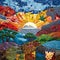 Astonishing wallpaper: Patchwork quilt-inspired Earth showcasing nature, culture, and human achievement