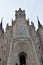 ASTORGA, ESPAÃ‘A - APRIL, 19, 2019: GAUDI PALACE IN ASTORGA SEEN FROM THE BACK