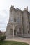 ASTORGA, ESPAÃ‘A - APRIL, 19, 2019: GAUDI PALACE IN ASTORGA SEEN FROM THE FRONT