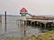 Astoria, Oregon, 9/16/2017, tourists explore a viewpoint and old dock and pier on the waterfront of Astoria