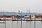 Astoria, Oregon - 9/17/17- fishing boats docked at harbor with sea lions resting on the docks