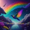 Astral Elegance: AI-Generated Hummingbird Portraits in a Galaxy Rainbow Cloud