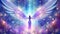 astral shining angel on glittering background