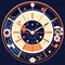 Astrological horoscope clock. Zodiac sign. Vector illustration AI Generated