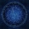 Astrological horoscope on January 1, 2020. Detailed Night Sky Chart. Ultraviolet Blueprint (grunge vintage remake).