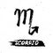 Astrological ink brush illustration. Scorpio horoscope sign, symbol, zodiac sign.
