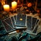 Astrological mystique Tarot card background enhances fortune telling ambiance