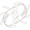 Astrological Pisces zodiac sign one line drawing. Astrology emblem. Koi fishes symbol outline, contour for mystic logo