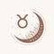 Astrological Taurus zodiac sign. Horoscope icon in boho minimalist style. Mystic vector illustration. Spiritual tarot