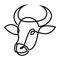Astrological Taurus zodiac sign one line drawing. Astrology emblem, symbol outline, contour for mystic logo, calendar