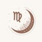 Astrological Virgo zodiac sign. Horoscope icon in boho minimalist style. Mystic vector illustration. Spiritual tarot