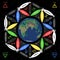 Astrological zodiac horoscope on flower of life backround with Earth globe inside