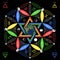 Astrological zodiac horoscope on flower of life backround with Earth globe inside