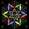 Astrological zodiac horoscope on flower of life backround with symbol of all-seeing eye in the center