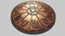 Astrological zodiac signs inside of copper horoscope circle