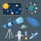 Astrology astronomy icons planet science universe space radar cosmos sign universe vector illustration.