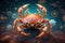 Astrology calendar. Crab magical zodiac sign astrology. Esoteric horoscope and fortune telling concept. CANCER zodiac in universe