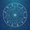 Astrology magic circle. Zodiac signs on horoscope wheel. Round shape with zodiacal symbols and constellations