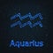 Astrology Shining Blue Symbol. Zodiac Aquarius.