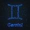 Astrology Shining Blue Symbol. Zodiac Gemini.