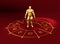 Astrology symbols circle. Muscular man in center