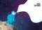 Astronaut Astronaut walking on the Moon or Asteroid. Space exlorer man in blue space suit in deep space, web banner