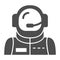 Astronaut avatar solid icon. Spaceman vector illustration isolated on white. Cosmonaut glyph style design, designed for
