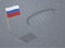 Astronaut boot footprint and Russian flag on Moon