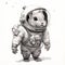 Astronaut Chinchilla: Detailed Monochrome Animal Portrait In Bunny Suit