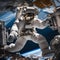 An astronaut conducting a spacewalk outside the International Space Station with Earth in the background4