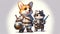 Astronaut corgi dog and a medieval knight cat AI generated