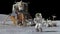 Astronaut Dancing on the moon. Astronaut in outer space celebrating good luck. Seamless loop. Elements of this video