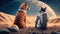 Astronaut dog on the moon closeup shot, generative AI