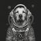 Astronaut Dog in Space Suit with Vintage Camera