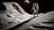 Astronaut downhill skiing on the moon. NASA extreme sports. Space planet winter sports are out of this world.