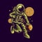 Astronaut dribbling basket ball on space vector illustration