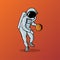 Astronaut dribbling planet ball