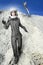 Astronaut fashion stand woman space suit helmet