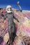 Astronaut fashion stand woman space suit helmet