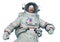 Astronaut float close up pose in a white background