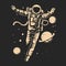 Astronaut float on galaxy with planet vector illustration design