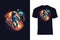 Astronaut floating in the middle of planetary star nebula in space t-shirt design