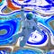 Astronaut floating in a psychedelic background