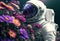 Astronaut flowers galaxy nature spaceman meadow