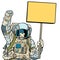 Astronaut with gag protesting. Isolate on white background