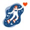 Astronaut girl reaches for the red heart in space. Greeting card or banner for Valentine s day. The trending colors Lush