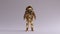 Astronaut Gold Spaceman Astronaut Cosmonaut With Light Grey Background with Neutral Diffused Side Lighting Front View