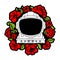 Astronaut helmet And flowers. Spacesuit And roses. spaceman helmet And flower. Cosmic tattoo. vector background