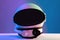 Astronaut helmet in neon light