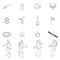 Astronaut icons set outline vector